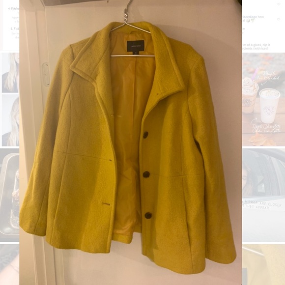 Yellow Lands End Wool Coat 